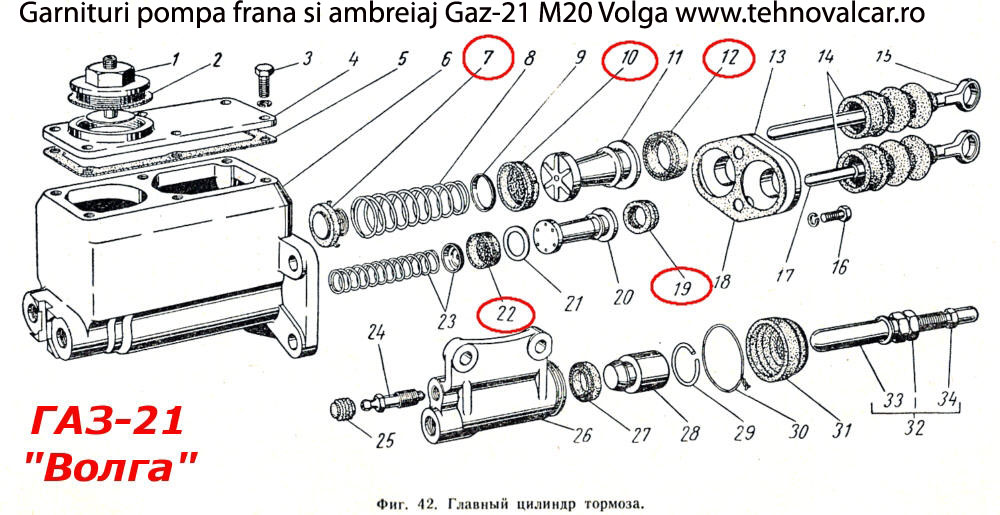 Desen_Garnituri_pompa_frana_ambreiaj_Gaz-21_M20_Volga_www.tehnovalcar.ro